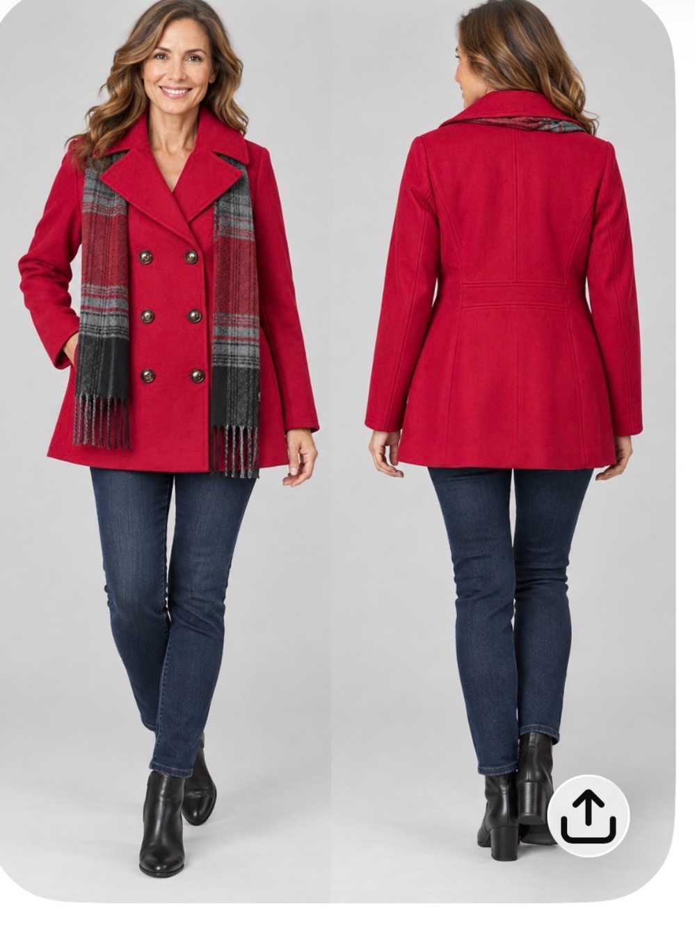 London Fog Red Double-Breasted Peacoat